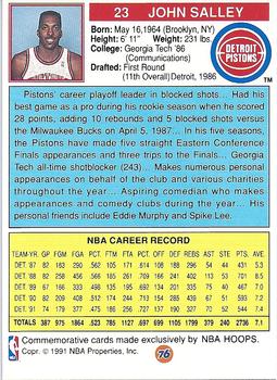 1991-92 Unocal Detroit Pistons #NNO John Salley Back