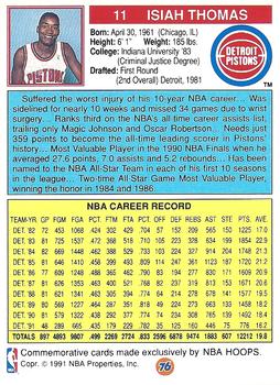 1991-92 Unocal Detroit Pistons #NNO Isiah Thomas Back
