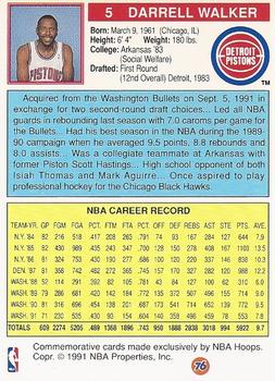 1991-92 Unocal Detroit Pistons #NNO Darrell Walker Back