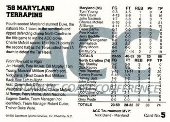 1992 ACC Tournament Champs #5 '58 Maryland Terrapins Back