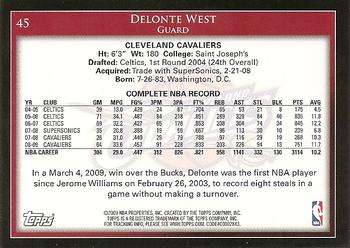 2009-10 Topps #45 Delonte West Back