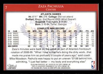 2009-10 Topps #7 Zaza Pachulia Back