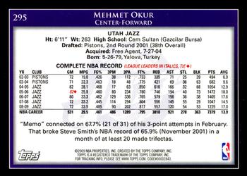 2009-10 Topps #295 Mehmet Okur Back
