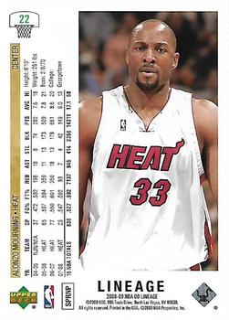 2008-09 Upper Deck Lineage #22 Alonzo Mourning Back