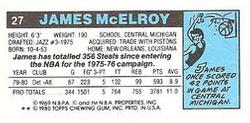 1980-81 Topps - Singles #27 James McElroy Back