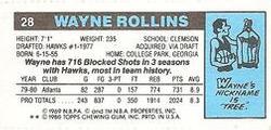 1980-81 Topps - Singles #28 Wayne Rollins Back