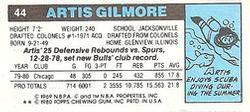 1980-81 Topps - Singles #44 Artis Gilmore Back
