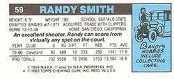 1980-81 Topps - Singles #59 Randy Smith Back