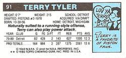 1980-81 Topps - Singles #91 Terry Tyler Back