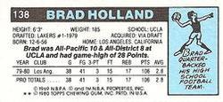 1980-81 Topps - Singles #138 Brad Holland Back