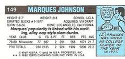 1980-81 Topps - Singles #149 Marques Johnson Back