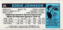 1980-81 Topps - Singles #26 Eddie Johnson Back