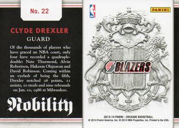 2013-14 Panini Crusade - Nobility #22 Clyde Drexler Back