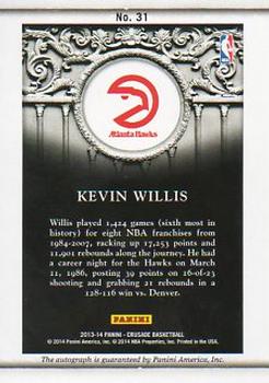 2013-14 Panini Crusade - Quest Autographs #31 Kevin Willis Back