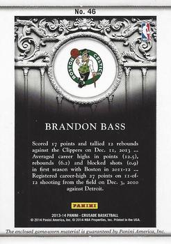 2013-14 Panini Crusade - Quest Memorabilia #46 Brandon Bass Back