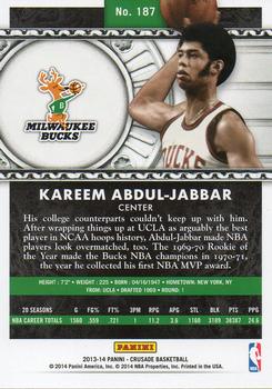 2013-14 Panini Crusade - Silver #187 Kareem Abdul-Jabbar Back