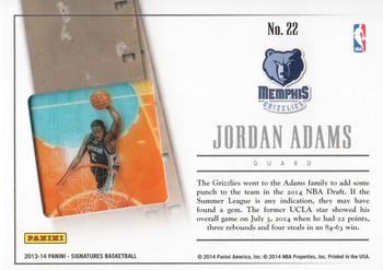 2013-14 Panini Signatures - '14 Draft X-Change #22 Jordan Adams Back