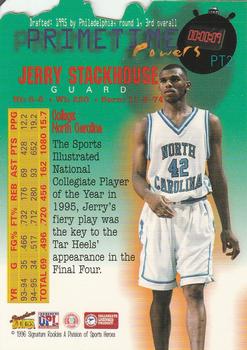 1996 Signature Rookies Premier - Primetime Powers #PT2 Jerry Stackhouse Back