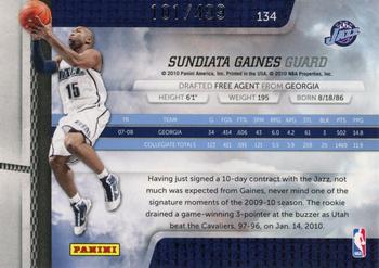 2009-10 Panini Absolute Memorabilia - Retail Rookies #134 Sundiata Gaines Back