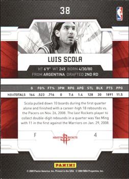 2009-10 Donruss Elite #38 Luis Scola Back