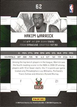 2009-10 Donruss Elite #62 Hakim Warrick Back