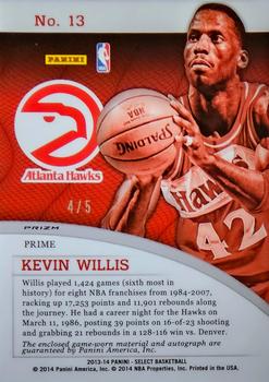 2013-14 Panini Select - Jersey Autographs Green #13 Kevin Willis Back