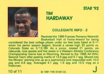 1992 Star Tim Hardaway #10 Tim Hardaway Back