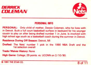 1990-91 Star Derrick Coleman Red #8 Derrick Coleman Back