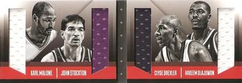 2013-14 Panini Preferred - Two on Two Rivalry Memorabilia #3 Clyde Drexler / Hakeem Olajuwon / John Stockton / Karl Malone Front