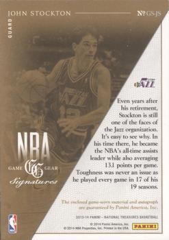 2013-14 Panini National Treasures - NBA Game Gear Signatures Prime #GS-JS John Stockton Back