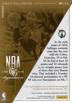 2013-14 Panini National Treasures - NBA Game Gear Signatures #GS-JL Jared Sullinger Back