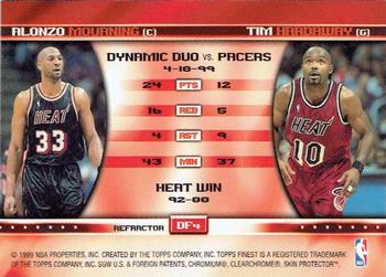 1999-00 Finest - Double Feature Right Refractors #DF4 Alonzo Mourning / Tim Hardaway Back