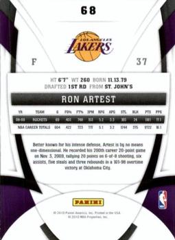 2009-10 Panini Certified #68 Ron Artest Back