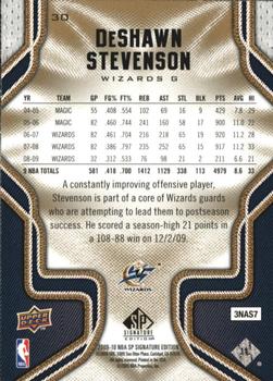 2009-10 SP Signature Edition #30 DeShawn Stevenson Back