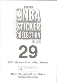 2013-14 Panini Stickers #29 Carmelo Anthony Back