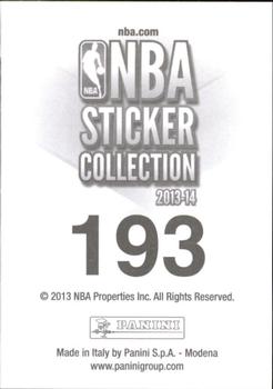 2013-14 Panini Stickers #193 Brian Roberts Back