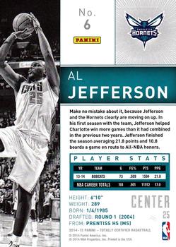 2014-15 Panini Totally Certified #6 Al Jefferson Back