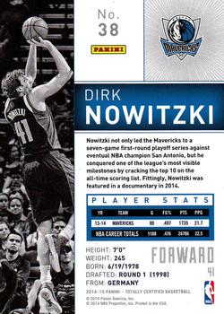2014-15 Panini Totally Certified #38 Dirk Nowitzki Back