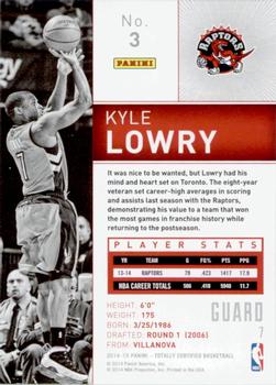 2014-15 Panini Totally Certified #3 Kyle Lowry Back