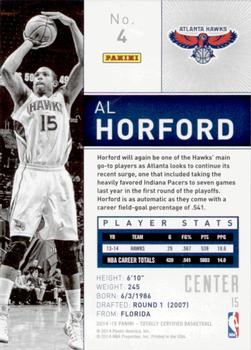 2014-15 Panini Totally Certified #4 Al Horford Back