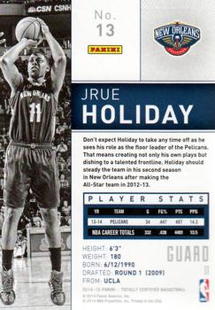 2014-15 Panini Totally Certified #13 Jrue Holiday Back