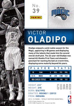 2014-15 Panini Totally Certified #39 Victor Oladipo Back