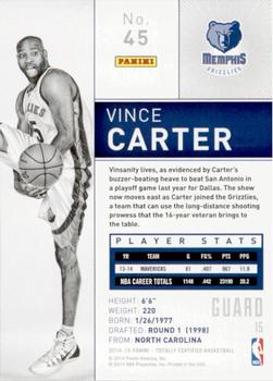 2014-15 Panini Totally Certified #45 Vince Carter Back