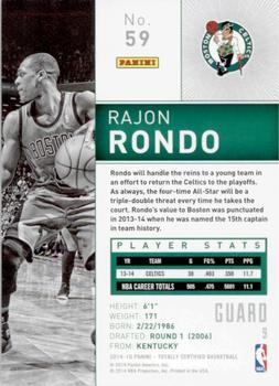 2014-15 Panini Totally Certified #59 Rajon Rondo Back