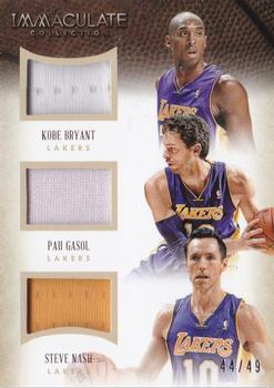 2013-14 Panini Immaculate Collection - Trios Materials #14 Kobe Bryant / Pau Gasol / Steve Nash Front