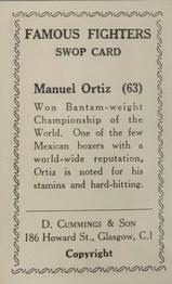 1947 D. Cummings & Son Famous Fighters #63 Manuel Ortiz Back