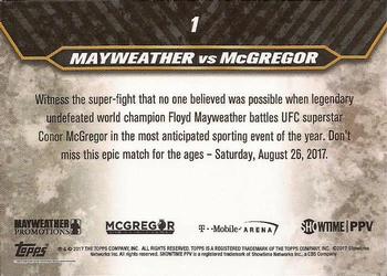 2017 Topps On Demand  Mayweather vs McGregor Road to August 26th #1 Pay-Per-View Poster Back