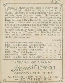 1911 American Tobacco Co. Champion Pugilists (T219) #NNO Johnny Marto Back