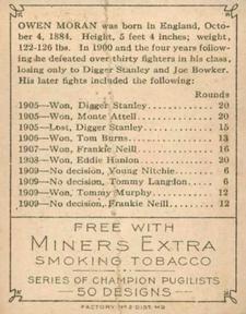 1911 American Tobacco Co. Champion Pugilists (T219) #NNO Owen Moran Back