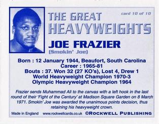 2002 Rockwell The Great Heavyweights #10 Joe Frazier Back